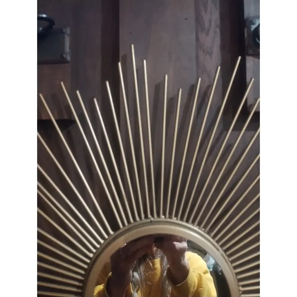 Vintage Gold Sunburst Wall Mirror Hollywood Regency Style Starburst Quality
